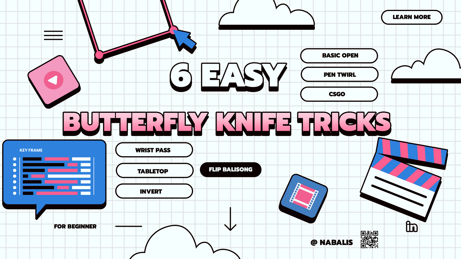 6 Easy Balisong/ Butterfly Knife Beginner Tricks to Practice