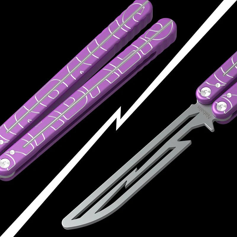 Nabalis Lightning training butterfly knife balisong-purplre-balde and handles