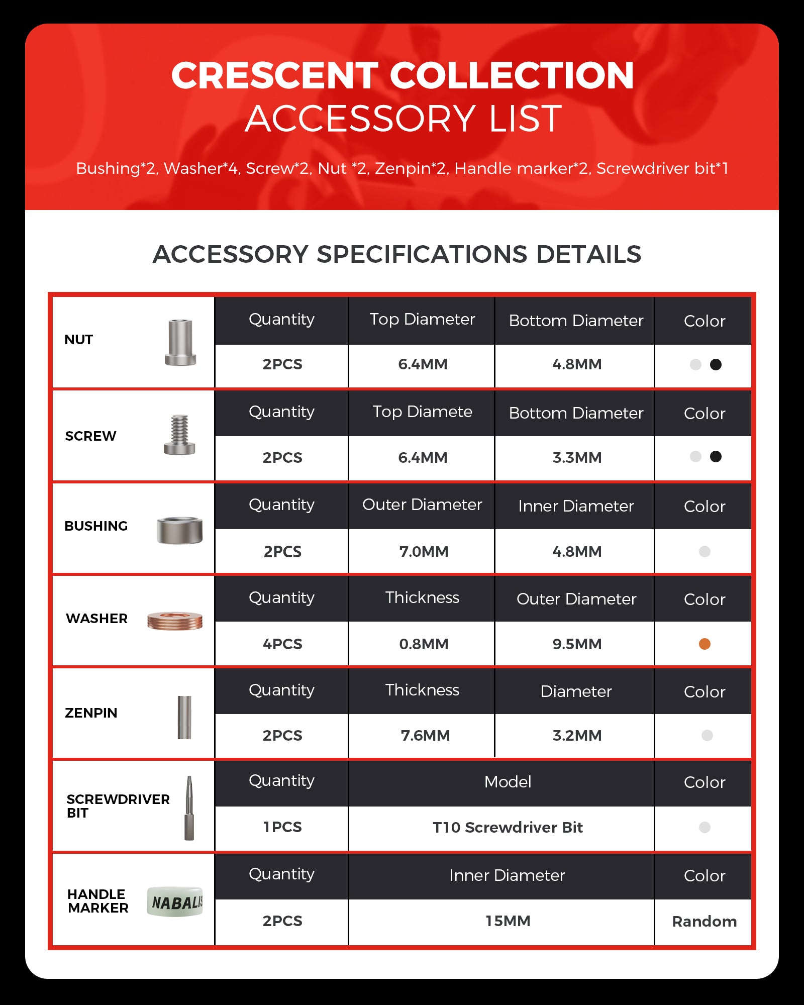 Crescent Balisong Hardware Kit