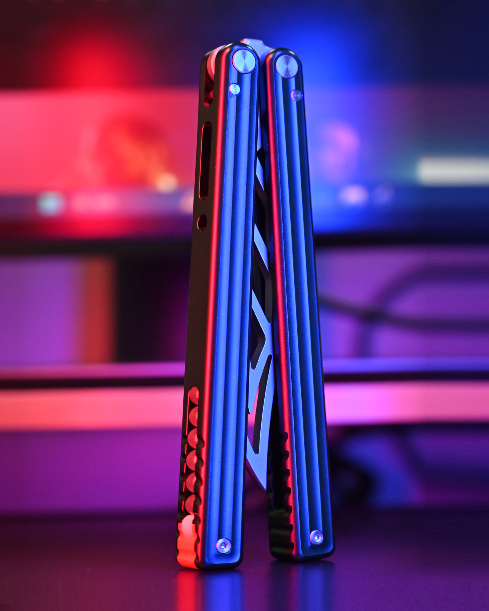 Nabalis Marble balisong butterfly knife trainer -closed position