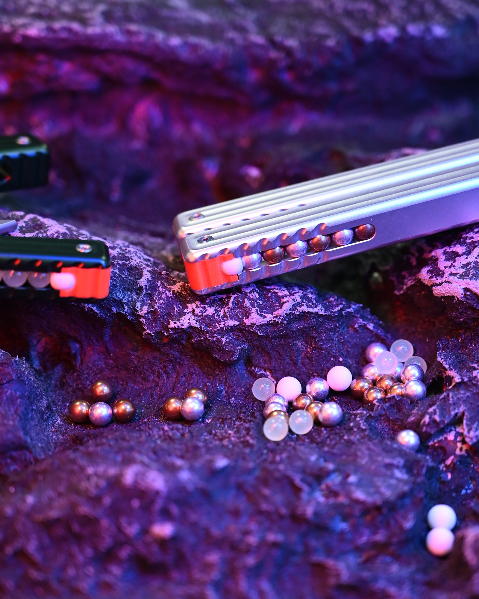 Nabalis Marble balisong butterfly knife trainer-balls at the end of hadle-Differnt materials