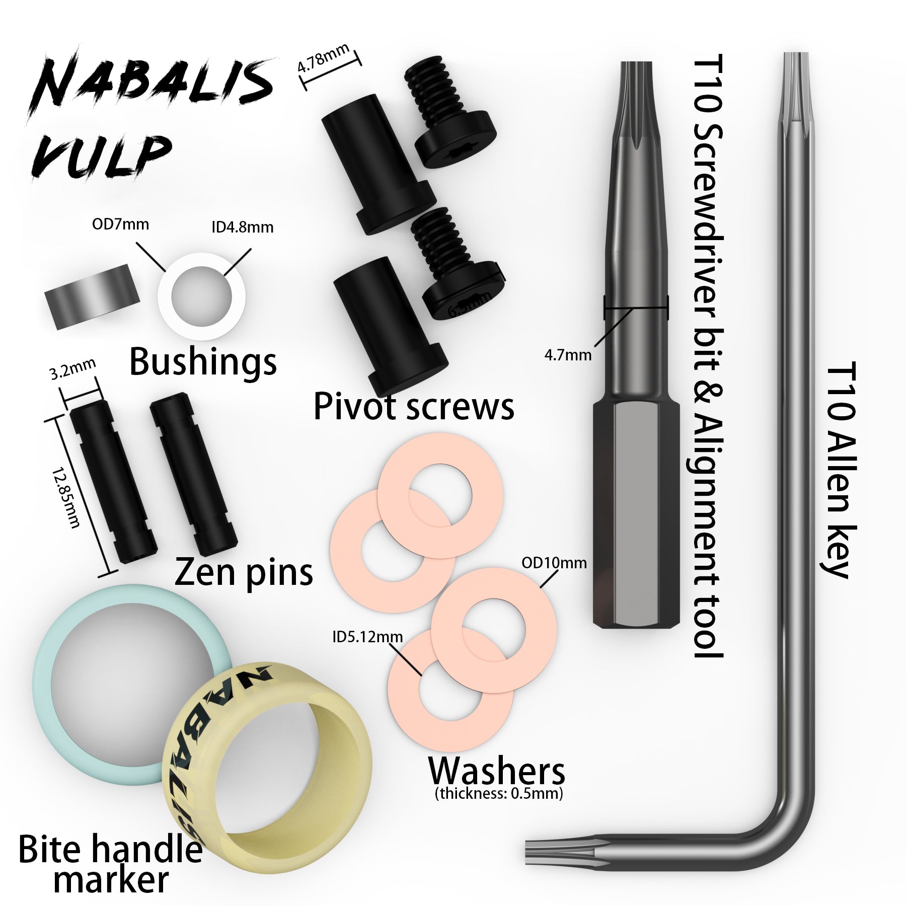 Nabalis Bushing Balisong용 버터플라이 나이프 하드웨어 키트