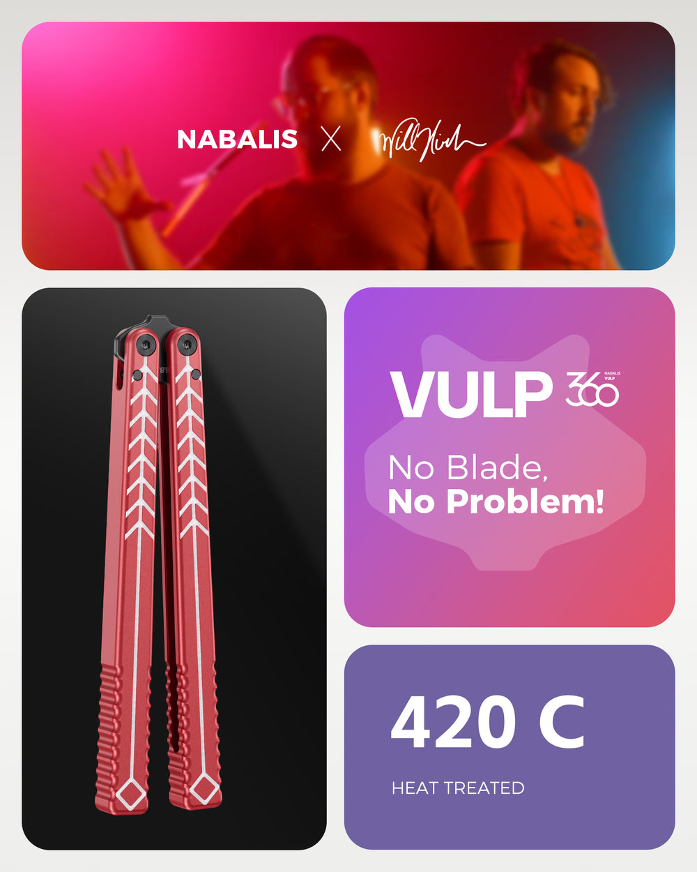 Teflon Vulp Nabalis training butterfly knife balisong-The Vulp