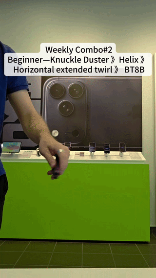 Butterfly Knife Tricks: Knuckle Duster 》Helix 》 Horizontal extended twirl 》 BT8B